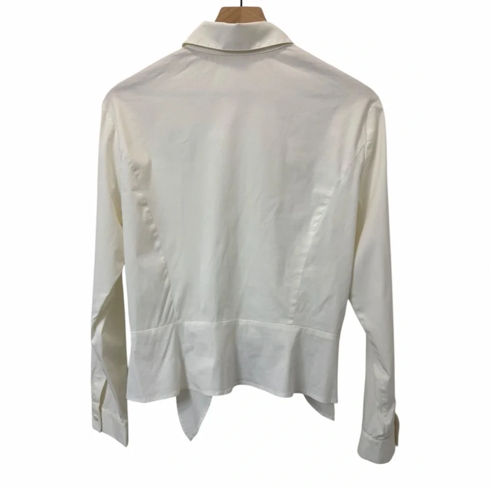 Lafayette 148 New York Cream Button-Down Shirt | Minimalist | Scandi Girl - Picture 5 of 10